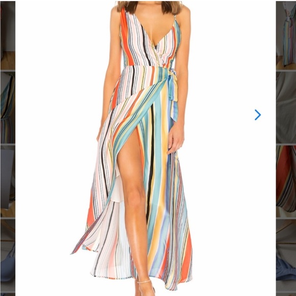 Lovers + Friends Maxi Wrap Dress Montague Stripe Aruba - Picture 3 of 10
